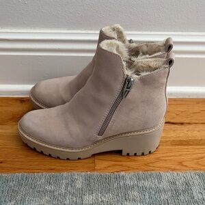 Dolce Vita Faux Fur Lined Suede Boots - Light Taupe